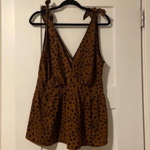 SHEIN shoulder toe animal print top